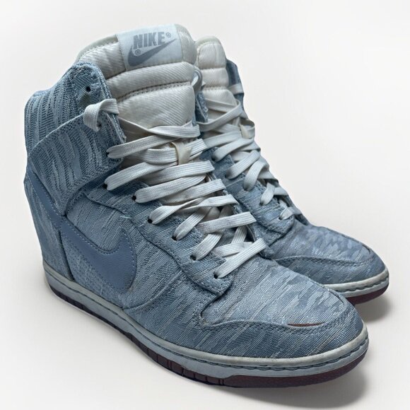 Nike Dunk Sky Hi Sneaker Wedge Premium Silver Sail Sz 8.5 585560-101 2016 - Picture 1 of 16